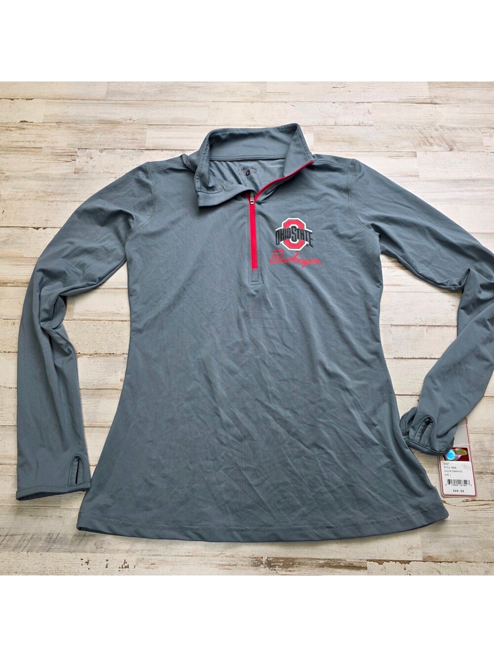 Ohio State Buckeyes Women's L 1/4 Zip Pullover Long Sleeve Thumbholes NWT